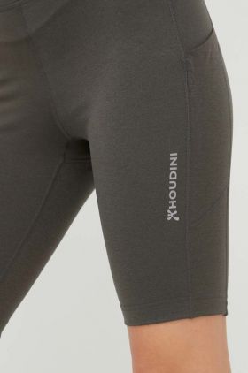 Houdini pantaloni scurti sport Adventure femei, culoarea verde, neted, high waist