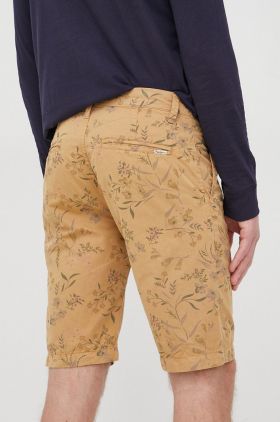 Pepe Jeans pantaloni scurti din bumbac Mc Queen Short Garden barbati, culoarea bej