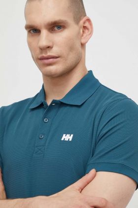 Helly Hansen tricou polo barbati, culoarea verde, cu imprimeu