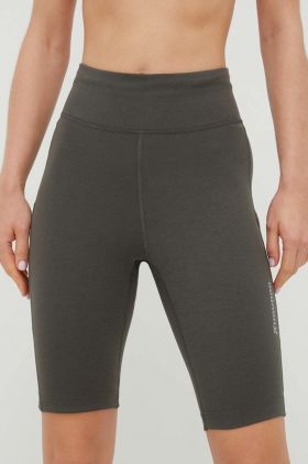 Houdini pantaloni scurti sport Adventure femei, culoarea verde, neted, high waist