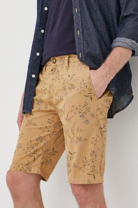 Pepe Jeans pantaloni scurti din bumbac Mc Queen Short Garden barbati, culoarea bej