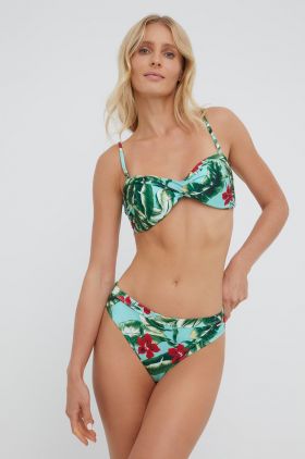 Superdry sutien de baie culoarea turcoaz, cupa rigidizata