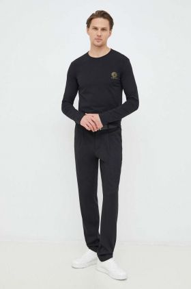 Versace longsleeve bărbați, culoarea negru, cu imprimeu