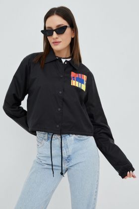 HUF geaca femei, culoarea negru, de tranzitie, oversize