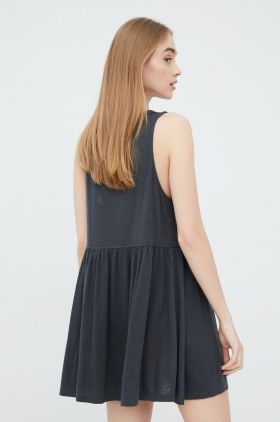 Superdry rochie din amestec de in culoarea gri, mini, evazati