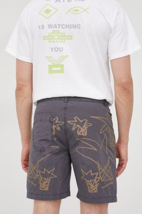 Desigual pantaloni scurti din bumbac barbati, culoarea verde