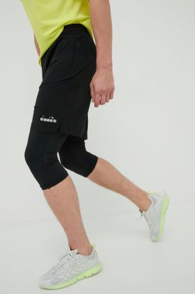 Diadora pantaloni scurți de alergare Be One barbati, culoarea negru