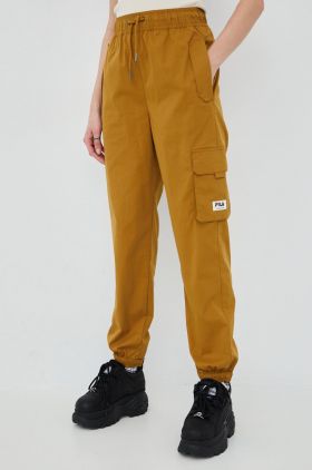 Fila pantaloni de trening femei, culoarea maro, jogger, high waist