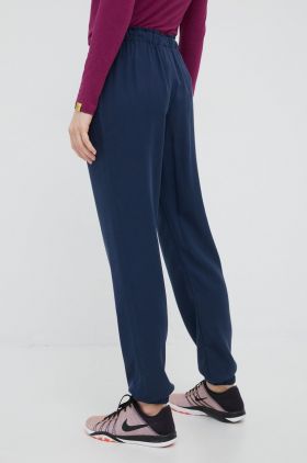 CMP pantaloni femei, culoarea albastru marin, drept, high waist