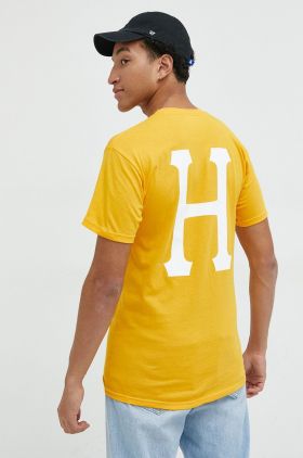 HUF tricou din bumbac culoarea portocaliu, cu imprimeu