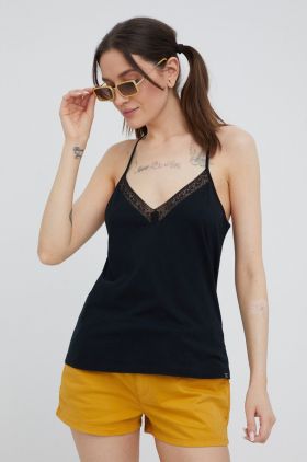 Superdry top femei, culoarea negru