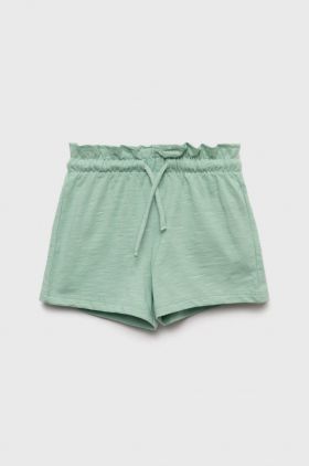 United Colors of Benetton pantaloni scurți din bumbac pentru copii culoarea verde, neted