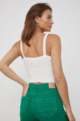 Pepe Jeans top femei, culoarea alb