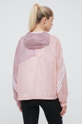 adidas Performance windbreaker culoarea roz, de tranzitie