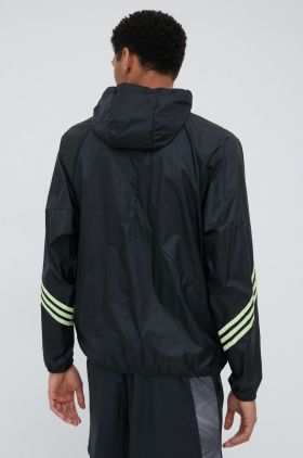 adidas Performance windbreaker culoarea negru, de tranzitie, oversize