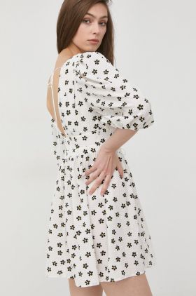 For Love & Lemons rochie culoarea alb, mini, evazati