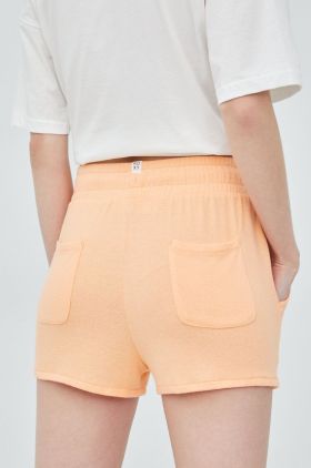 Roxy pantaloni scurti femei, culoarea portocaliu, melanj, high waist