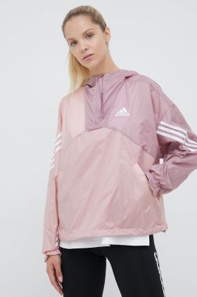 adidas Performance windbreaker culoarea roz, de tranzitie