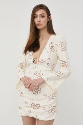 For Love & Lemons rochie culoarea bej, mini, mulata