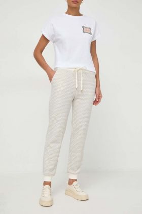 MICHAEL Michael Kors pantaloni de trening femei, culoarea bej, modelator