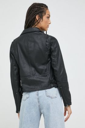 Superdry geaca ramones femei, culoarea negru, de tranzitie