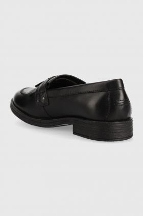 Geox mocasini din piele pentru copii culoarea negru