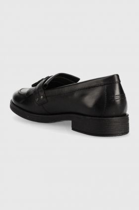 Geox mocasini din piele pentru copii culoarea negru