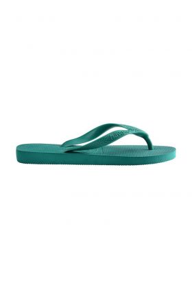 Havaianas slapi Top femei, culoarea verde, cu toc plat