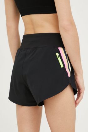 P.E Nation pantaloni scurți de alergare In Play femei, culoarea negru, cu imprimeu, high waist