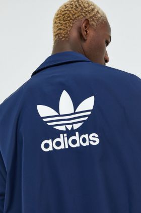 adidas Originals geaca barbati, culoarea albastru marin, de tranzitie, oversize