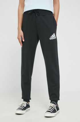 adidas pantaloni de trening femei, culoarea negru, cu imprimeu