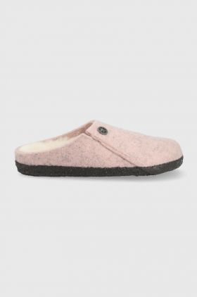 Birkenstock papuci de lana pentru copii culoarea roz