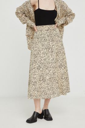 Drykorn fusta culoarea bej, midi, evazati