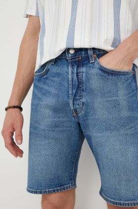 Levi's pantaloni scurți din denim bărbați, culoarea bleumarin 36512.0164-DarkIndigo