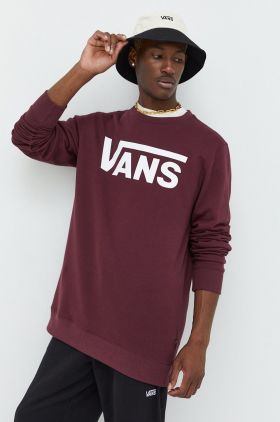 Vans hanorac de bumbac barbati, culoarea bordo, cu imprimeu