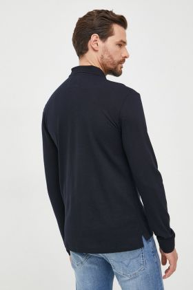 Emporio Armani longsleeve din bumbac culoarea negru, neted