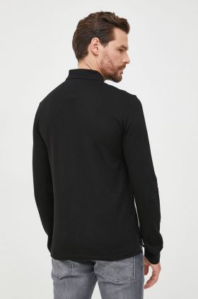 Emporio Armani longsleeve din bumbac culoarea negru, neted