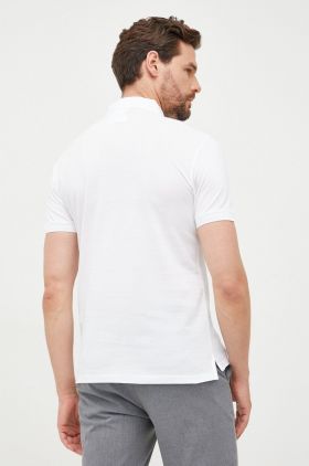 Emporio Armani polo de bumbac culoarea alb, neted