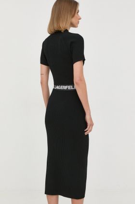 Karl Lagerfeld rochie culoarea negru, midi, mulata