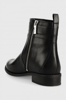 MICHAEL Michael Kors cizme de piele Padma femei, culoarea negru, cu toc plat
