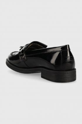 Geox mocasini din piele pentru copii culoarea negru