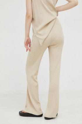 Drykorn pantaloni femei, culoarea bej, drept, high waist