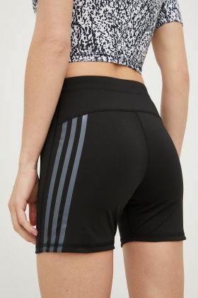 adidas Performance pantaloni scurți de alergare Run Icons femei, culoarea negru, cu imprimeu, high waist