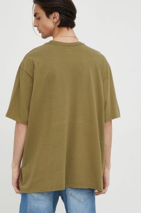 Levi's tricou din bumbac culoarea verde, neted