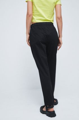 Medicine pantaloni femei, culoarea negru, drept, high waist