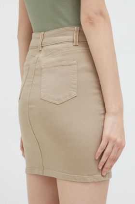 Morgan fusta culoarea bej, mini, drept