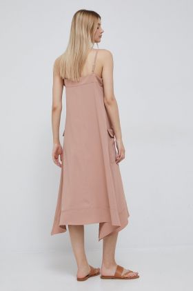 Dkny rochie culoarea bej, midi, evazati