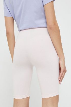 Ellesse pantaloni scurti femei, culoarea roz, cu imprimeu, high waist