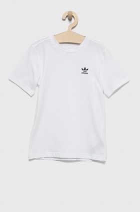 adidas Originals tricou de bumbac pentru copii culoarea alb, neted