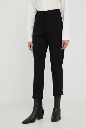 MICHAEL Michael Kors pantaloni femei, culoarea negru, drept, high waist